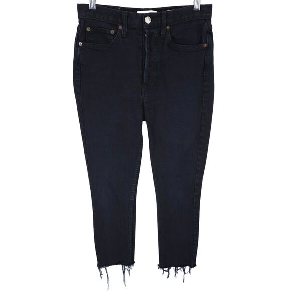 RE/DONE Jeans Womens 27 Blue High Rise Ankle Crop Button Fly Dark Wash Denim